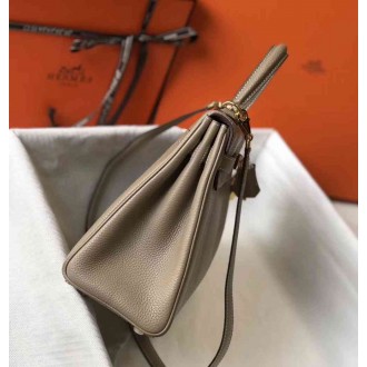 Hermes Grey Clemence Kelly 28cm Bag