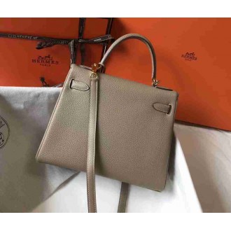 Hermes Grey Clemence Kelly 32cm Retourne Bag