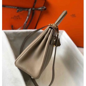 Hermes Grey Clemence Kelly 32cm Retourne Bag