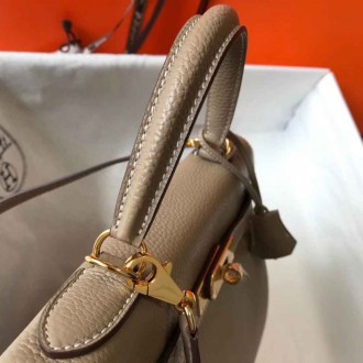 Hermes Grey Clemence Kelly 32cm Retourne Bag