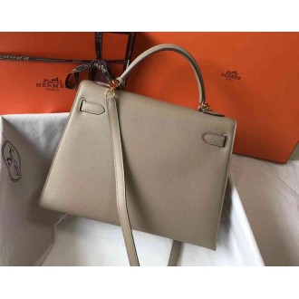 Hermes Grey Epsom Kelly 32cm Sellier Bag