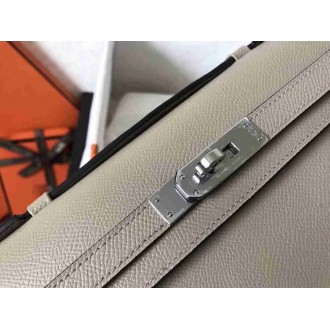Hermes Grey Epsom Kelly Cut Handmade Bag