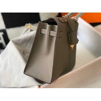 Hermes Gris Asphalt Epsom Kelly 25cm Sellier Bag GHW