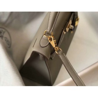 Hermes Gris Asphalt Epsom Kelly 25cm Sellier Bag GHW