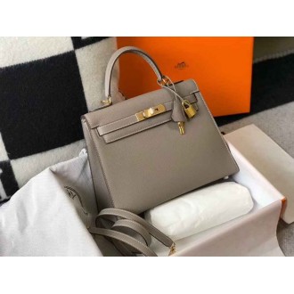 Hermes Gris Asphalt Epsom Kelly 28cm Sellier Bag GHW