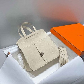 Hermes Halzan 25 Bag in Craie Clemence Leather