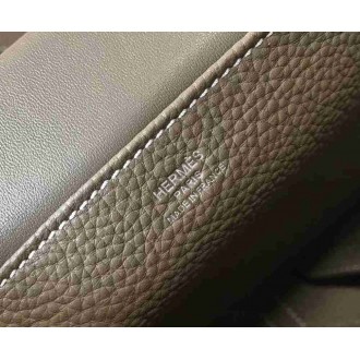 Hermes Halzan Bag In Etoupe Clemence Leather