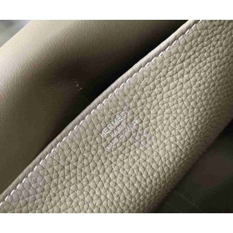 Hermes Halzan Bag In Grey Clemence Leather