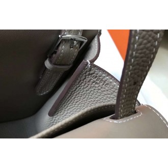 Hermes Halzan Bag In Grey Clemence Leather