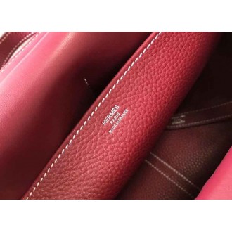 Hermes Halzan Bag In Bordeaux Clemence Leather
