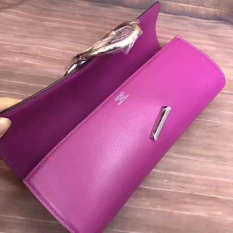 Hermes Handmade Egee Clutch In Cyclamen Swift Leather