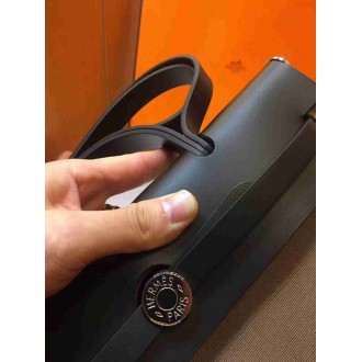 Hermes Herbag Zip 31cm Bag In Black And Taupe