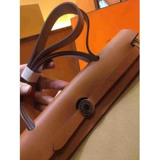 Hermes Herbag Zip 31cm Bag In Brown And Beige