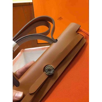 Hermes Herbag Zip 31cm Bag In Brown And Orange