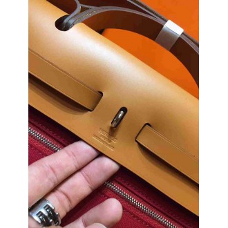 Hermes Herbag Zip 31cm Bag In Brown And Red