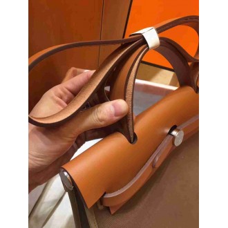 Hermes Herbag Zip 31cm Bag In Brown And Taupe