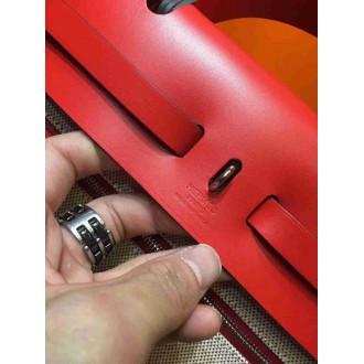 Hermes Herbag Zip 31cm Bag In Red Toile And Leather