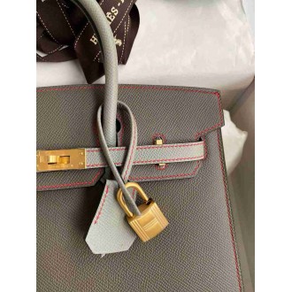 Hermes HSS Birkin 25 Sellier Bag in Etain and Gris Mouette Epsom Calfskin