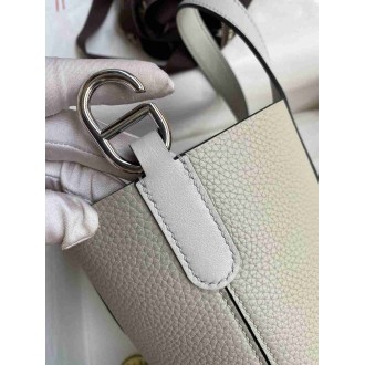 Hermes In The Loop 18 Handmade Bag in Pearl Grey Clemence Leather