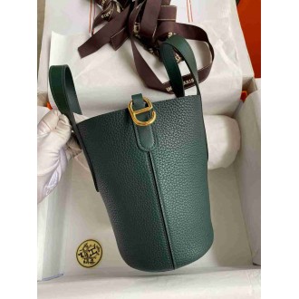Hermes In The Loop 18 Handmade Bag in Vert Cypres Clemence Leather