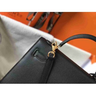 Hermes Kelly 25cm Sellier Bag In Black Epsom Leather