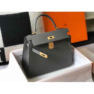 Hermes Kelly 28cm Sellier Bag In Ardoise Epsom Leather
