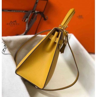 Hermes Kelly 28cm Sellier Bag In Yellow Epsom Leather