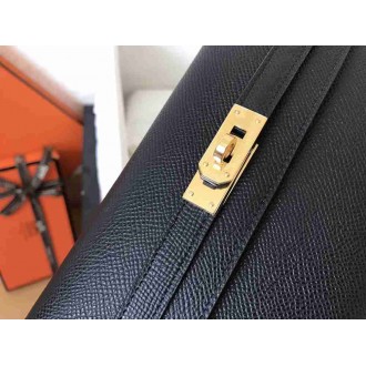 Hermes Kelly Classic Long Wallet In Black Epsom Leather