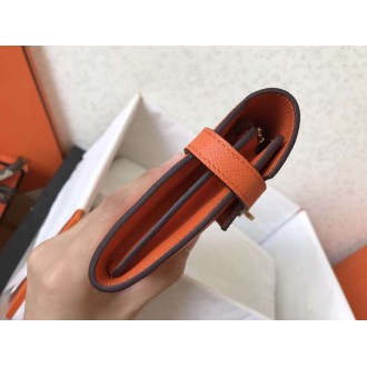 Hermes Kelly Classic Long Wallet In Orange Epsom Leather