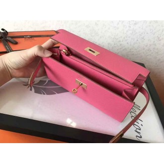 Hermes Kelly Classic Long Wallet In Pink Epsom Leather