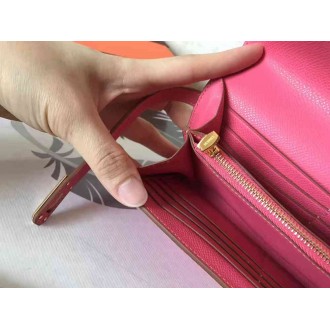 Hermes Kelly Classic Long Wallet In Pink Epsom Leather