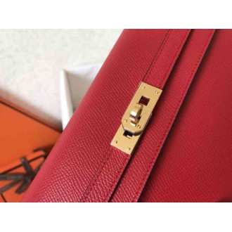 Hermes Kelly Classic Long Wallet In Red Epsom Leather