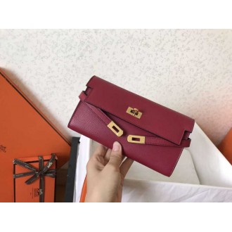 Hermes Kelly Classic Long Wallet In Ruby Epsom Leather