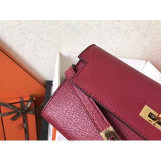 Hermes Kelly Classic Long Wallet In Ruby Epsom Leather