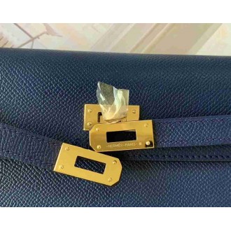 Hermes Kelly Classique To Go Wallet In Dark Blue Epsom Calfskin