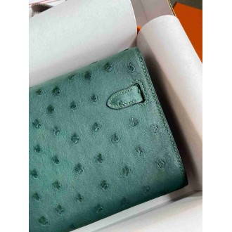 Hermes Kelly Classique To Go Wallet in Malachite Ostrich Leather