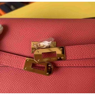 Hermes Kelly Classique To Go Wallet In Rose Lipstick Epsom Calfskin