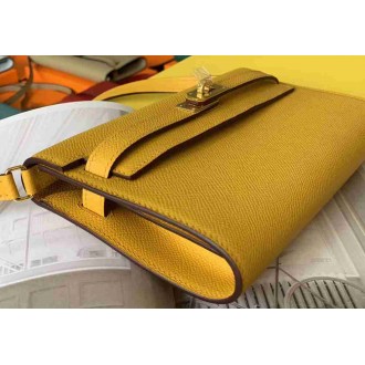 Hermes Kelly Classique To Go Wallet In Yellow Epsom Calfskin