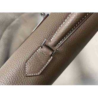 Hermes Kelly Depeche 34 Briefcase In Taupe Calfskin