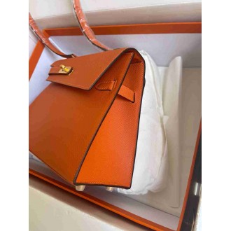 Hermes Kelly En Desordre 20 Handmade Bag in Orange Epsom Calfskin