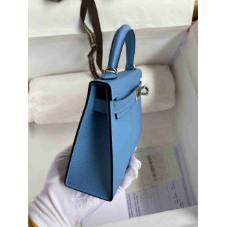 Hermes Kelly Mini II Sellier Handmade Bag In Blue Paradise Epsom Calfskin