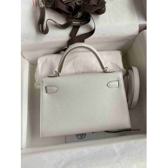 Hermes Kelly Mini II Sellier Handmade Bag In Gris Pale Epsom Calfskin