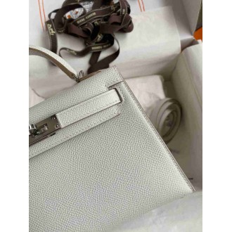 Hermes Kelly Mini II Sellier Handmade Bag In Gris Pale Epsom Calfskin