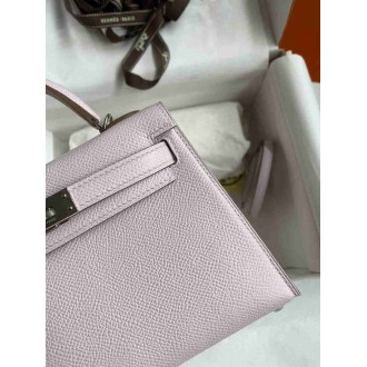 Hermes Kelly Mini II Sellier Handmade Bag in Mauve Pale Epsom Calfskin