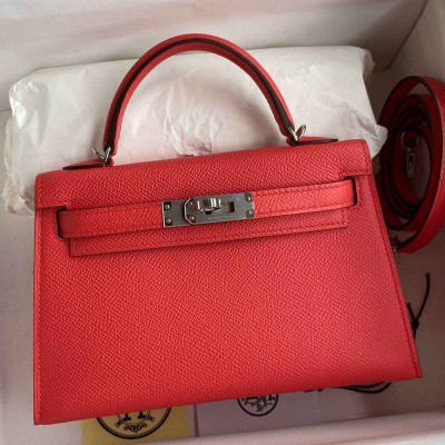 Hermes Kelly Mini II Sellier Handmade Bag In Piment Epsom Calfskin