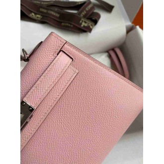 Hermes Kelly Mini II Sellier Handmade Bag In Rose Sakura Epsom Calfskin