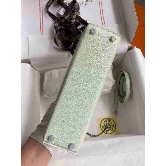 Hermes Kelly Mini II Sellier Handmade Bag In Vert Fizz Chevre Mysore Leather