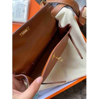 Hermes Kelly Moove Handmade Bag in Gold Swift Calfskin