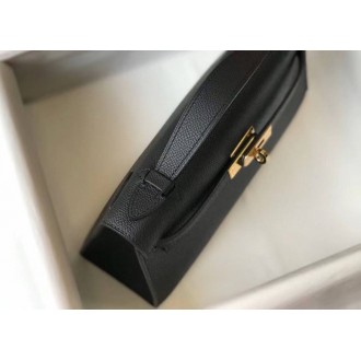 Hermes Kelly Pochette Bag In Black Epsom Leather