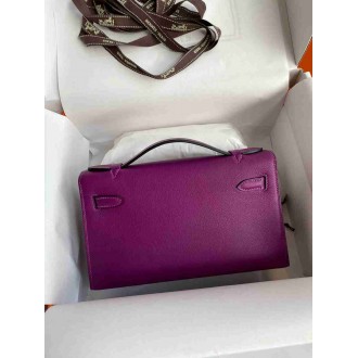 Hermes Kelly Pochette Handmade Bag In Anemone Swift Calfskin